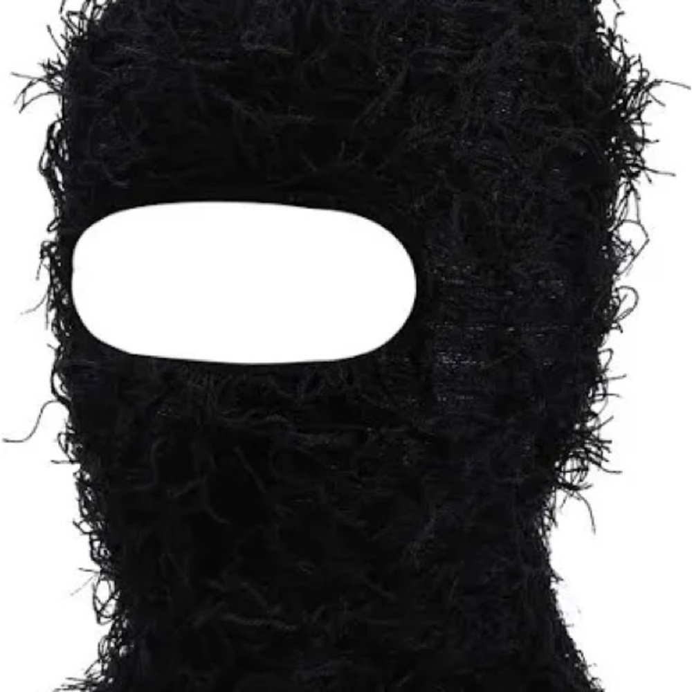 Black furry ski mask